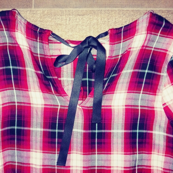 Living Doll Plaid Embroidered Top Blouse Size XS - Picture 6 of 6